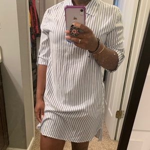 Blue and White Striped Dress